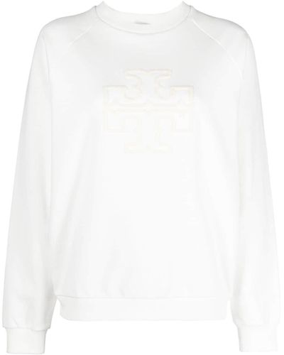 Tory Burch Logo Sponged Cotton Sweatshirt - White