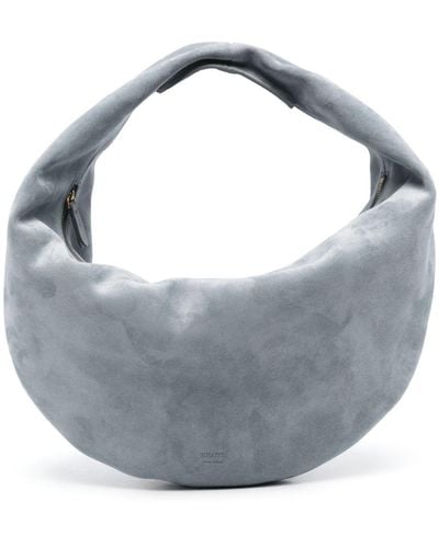Khaite Olivia Hobo Medium Suede Handbag - Gray
