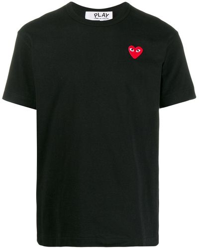 COMME DES GARÇONS PLAY Heart Logo-embroidered Cotton-jersey T-shirt - Black