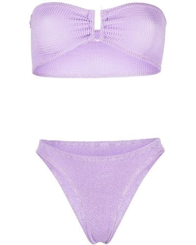 Reina Olga Ausilia Ruched Bandeau Bikini - Purple
