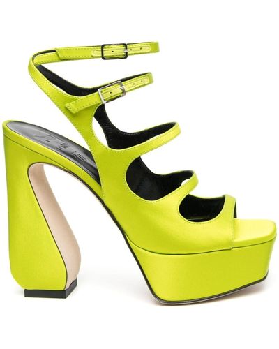 SI ROSSI Crepe Satin Heel Sandals - Yellow