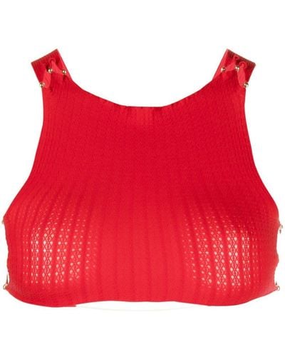 Rui Cropped Chain-strap Stretch-woven Top In Onxy