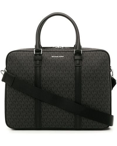 Michael Kors Monogram Leather Briefcase - Black