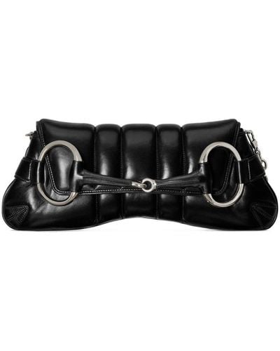 Gucci Medium Horsebit Chain Shoulder Bag - Black