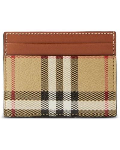 Burberry Check Motif Credit Card Case - Brown