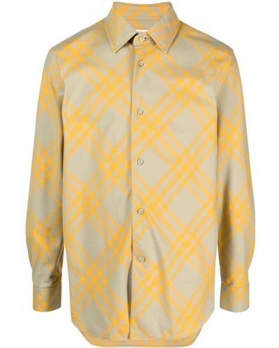 Burberry Shirt With Check Motif - Yellow