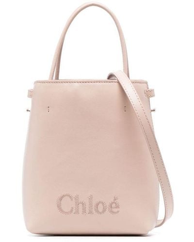 Chloé Sense Micro Leather Bucket Bag - Pink