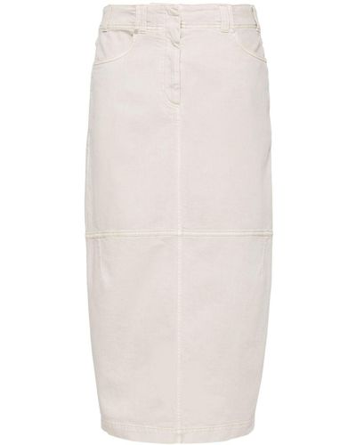 Brunello Cucinelli Denim Long Skirt - White