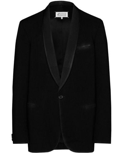 Maison Margiela Wool Single-Breasted Blazer Jacket - Black