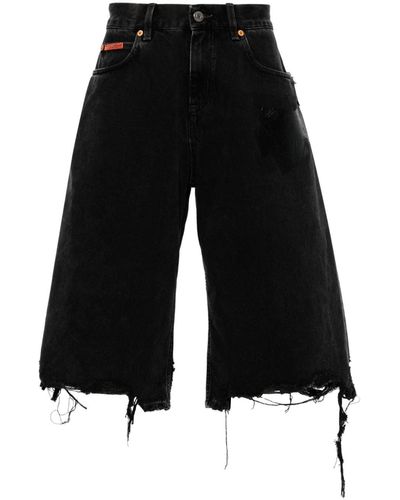 Martine Rose Blwaga Tape-embellished Denim Shorts - Black