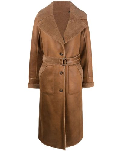 Urbancode Long Coat With Belt - Brown