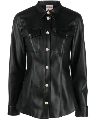 Semicouture Layley Faux Leather Shirt - Black