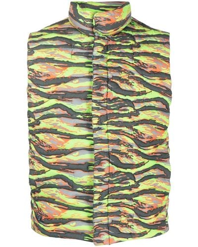 ERL Camouflage-print Quilted Puffer Gilet - Green