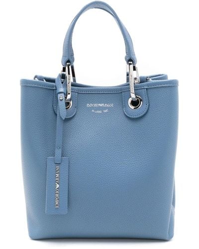 Emporio Armani Myea Vertical Denim Shopping Bag - Blue