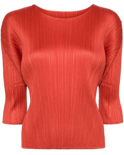 Pleats Please Issey Miyake Pleated Sweater - Red