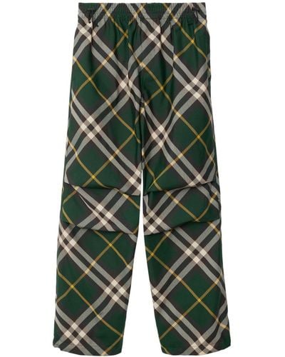 Burberry Check Trousers - Green