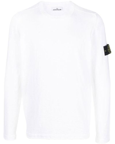 Stone Island Logo-patch Crew Neck Sweatshirt - White