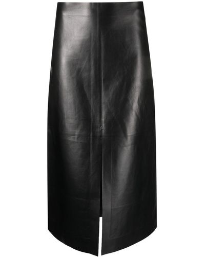 Chloé Straight Midi Leather Skirt, Size: Fr 38, Black