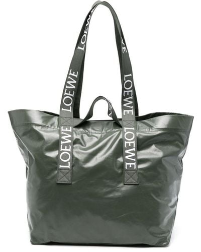 Loewe Fold Shopper Paper Calfskin Tote Bag - Gray