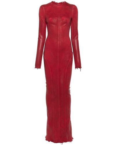 Rick Owens Denim Long Dress - Red