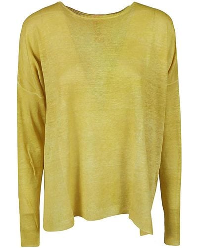 ALESSANDRO ASTE Boat Neck Spray Art Linen Sweater - Yellow