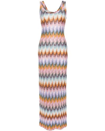 Missoni Zigzag Pattern Long Dress - White