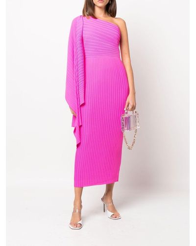 Solace London Lenna One-shoulder Midi Dress - Pink