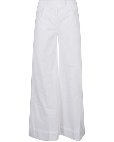 Via Masini 80 Cotton Flared Trousers - White