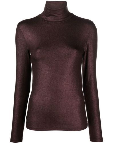 Majestic Lurex Turtleneck Sweater - Brown