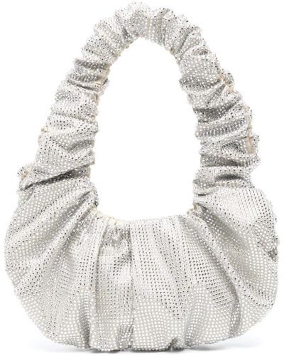 GIUSEPPE DI MORABITO Crystal-embellished Ruched Tote Bag - White