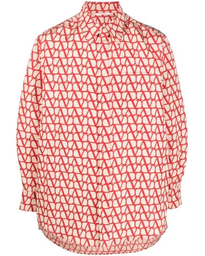 Valentino Garavani Toile Iconograph Silk Shirt - Red