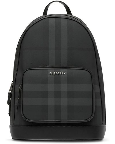 Burberry Check Motif Backpack - Black