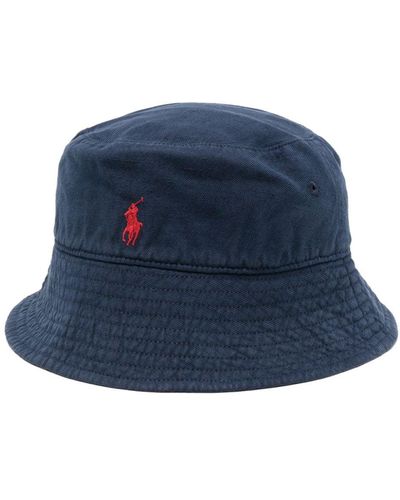 Polo Ralph Lauren Embroidered-logo Linen Bucket Hat - Blue