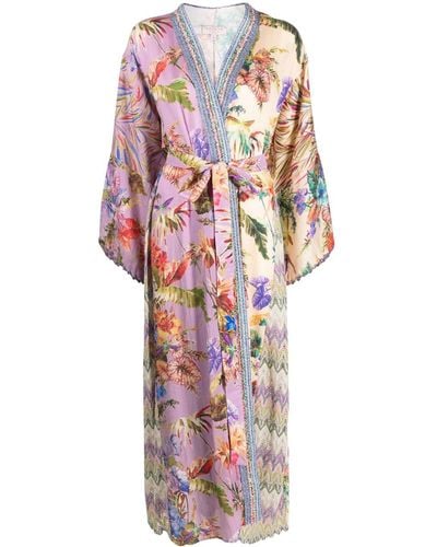 Anjuna Kimono lungo ricamato - Bianco