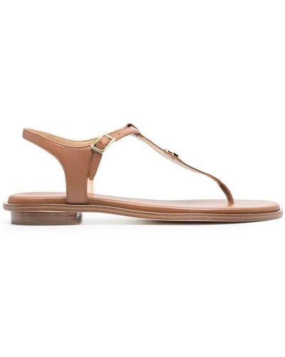 MICHAEL Michael Kors Mallory Leather Thong Sandals - Brown