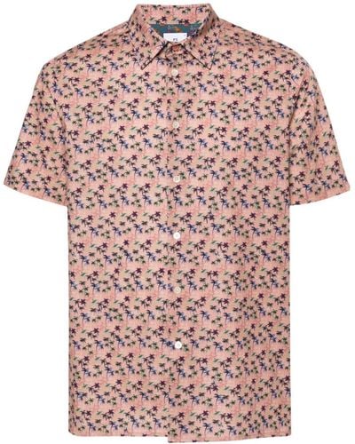 PS by Paul Smith Palm Tree-print Short-sleeve Shirt - Pink