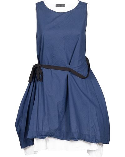 Maria Calderara Cotton Short Sculptured Dress - Blue
