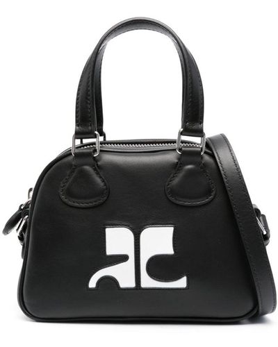 Courreges Bowling Leather Mini Bag - Black
