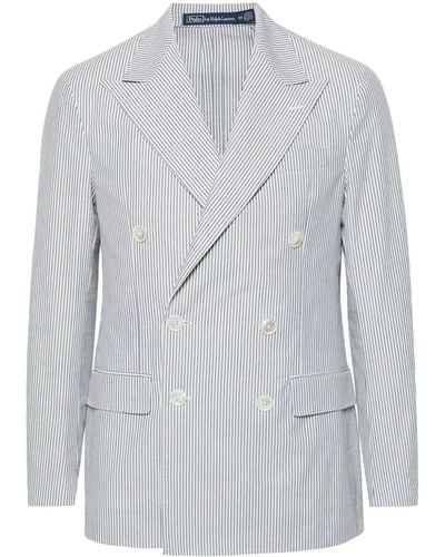 Polo Ralph Lauren Striped Seersucker Blazer - Grey
