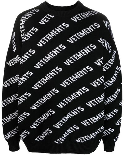 Vetements Logo-print Crew Neck Sweater - Black