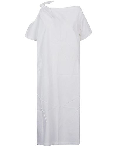 Liviana Conti One-Shoulder Cotton Blend Long Dress - White