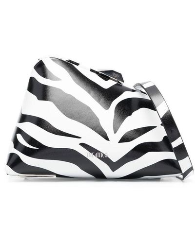 The Attico Midnight Zebra Pattern Leather Clutch Bag - White
