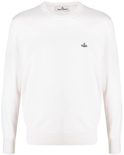 Vivienne Westwood Orb-embroidery Crew-neck Sweater - White