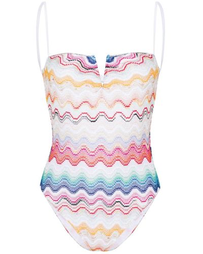 MISSONI BEACHWEAR Zigzag Pattern Swimsuit - White