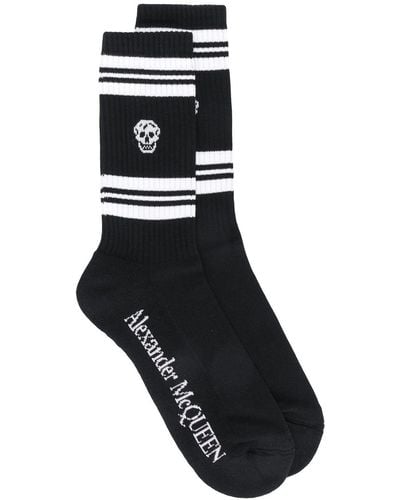 Alexander McQueen Skull Logo Sport Crew Socks - Black