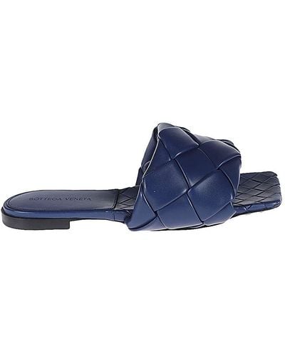 Bottega Veneta Lido Leather Flat Sandals - Blue