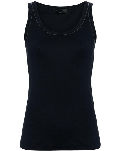 Fabiana Filippi Ribbed Cotton Sleeveless Top - Black