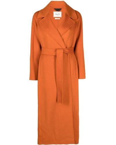 Paltò Paola Wool Blend Long Coat - Orange