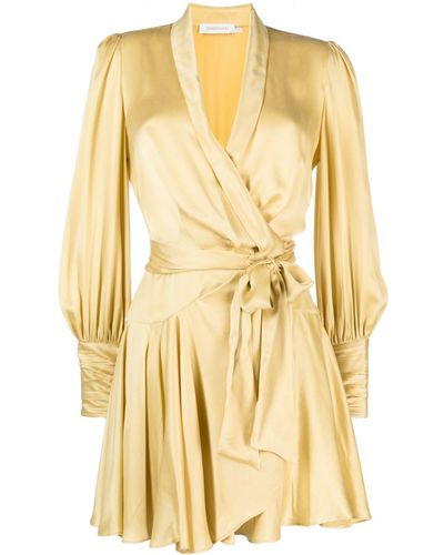 Zimmermann Silk Wrap Minidress - Yellow