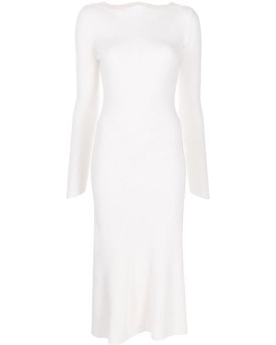 Victoria Beckham Victoria Beckham Wool Blend Midi Dress - White